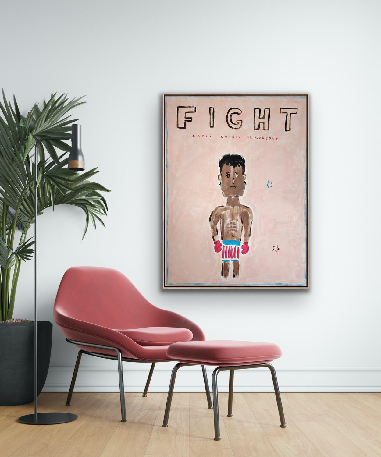 Fight Same Chance for Everyone - Contemporary boxing canvas on raw background by U Me